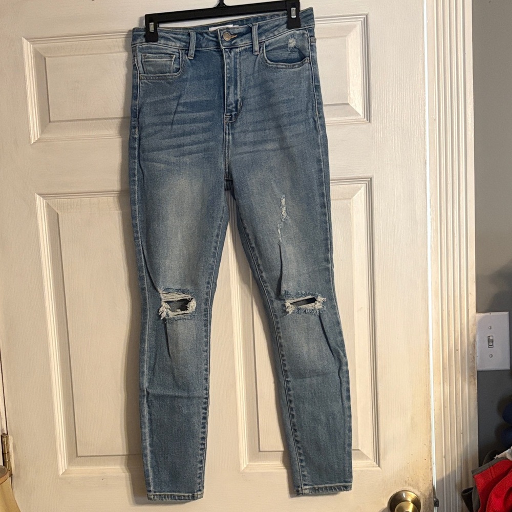 Cello Light Blue High Rise Distressed Jeans